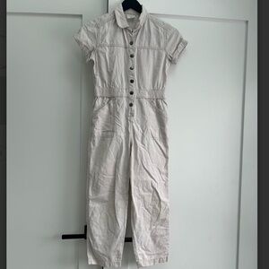 Abercrombie Kids Utility Button Front Jumpsuit Girls 9/10 Taupe